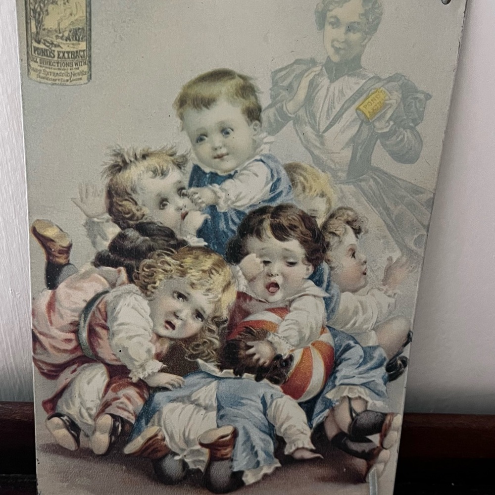 Vintage Victorian Children Pond’s Extract Wall Art - Pastel Blue & Pink